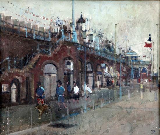 T J E Under the promenade at Brighton, 9.5 x 11.5in.